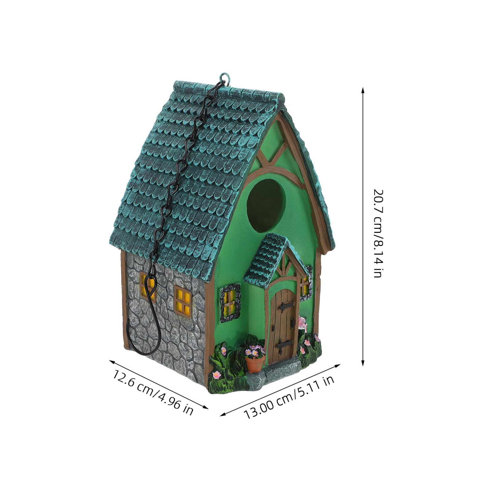 DOITOOL Casita para Pájaros de Resina Resistente Colgante para Jardín y Patio Trasero Decoración Exterior Artesanal Nido para Aves Protección Climática