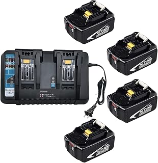 4Pack 7.0Ah BL1830 Battery and 2Port DC18RD Charger Combo for Makita 18V Battery BL1860 BL1850 BL1850B BL1840 BL1840B BL1830 BL1830B BL1815B LXT400 18-Volt Power Tools