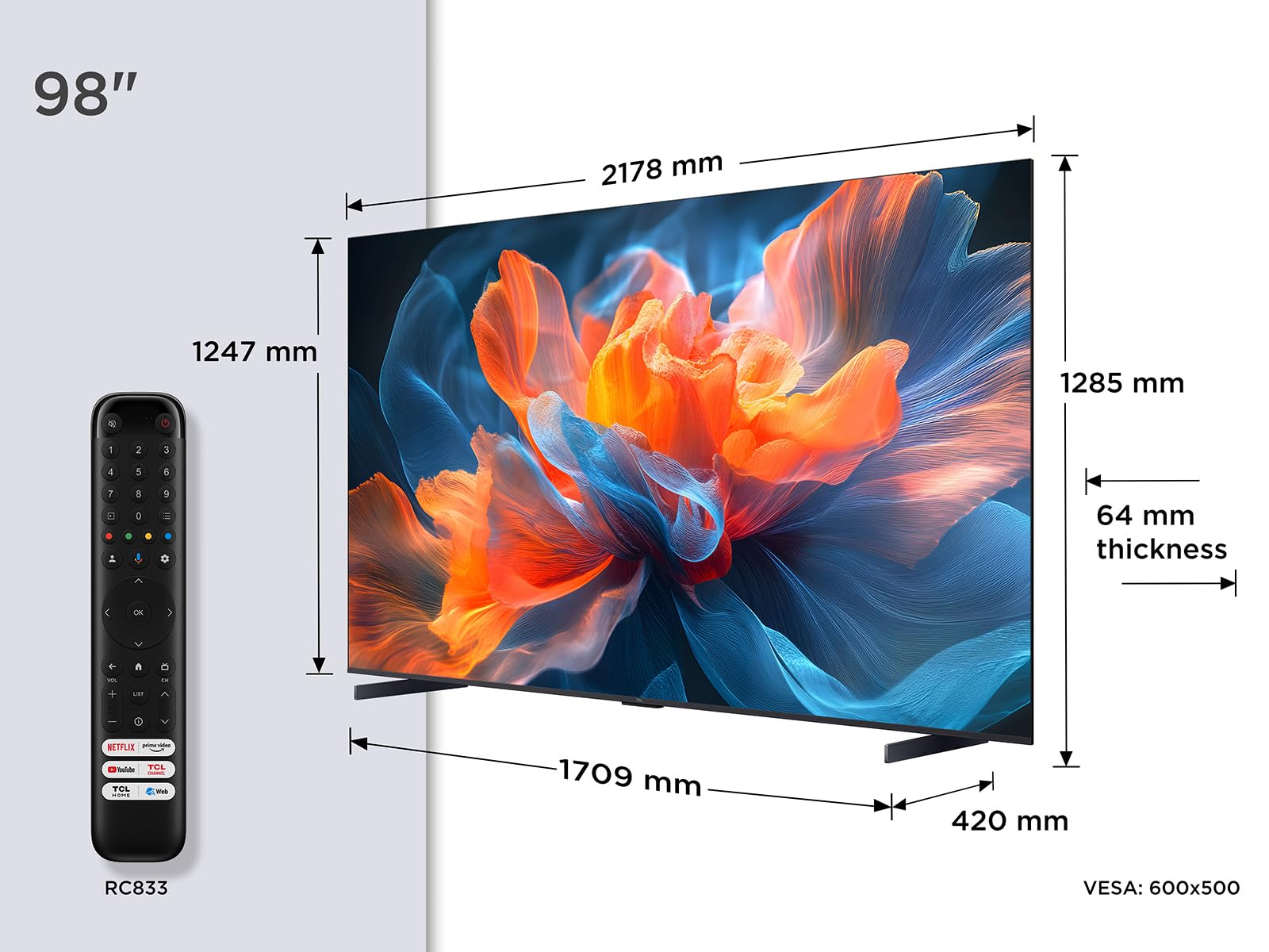 TCL 98T8C QLED 4K HDR Ultra HD 98 Pollici TV - Dettaglio