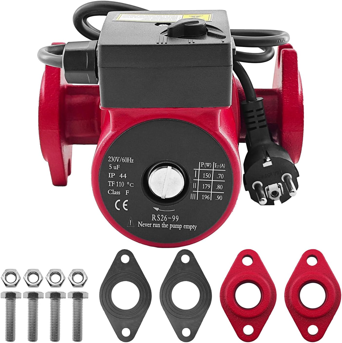 3-Speed Stainless Steel Circulator Pump UPS26-99SFC 98961763 Compatible with Grundfos Radiant Heating, Hydronic Heating, Fan Coil Heating, Solar System, Hot Water System Types 230V 1/6Hp 60Hz