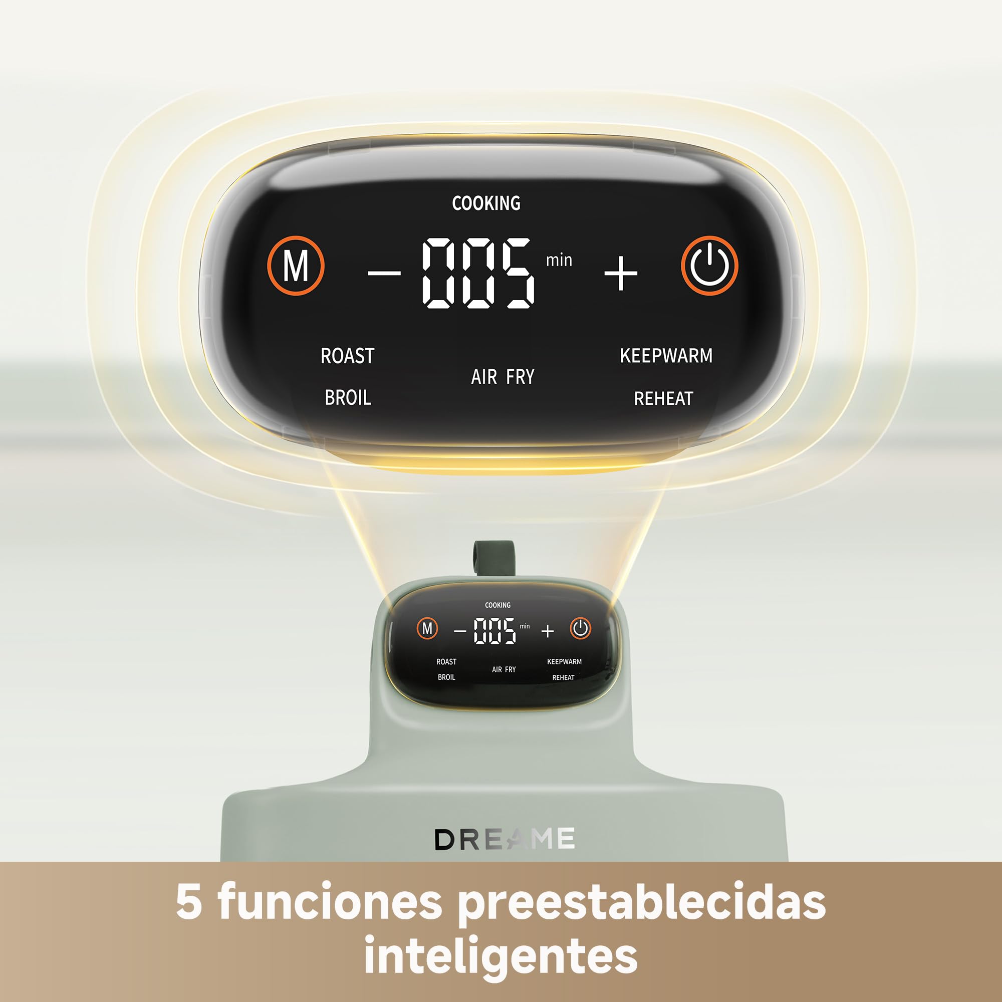 DREAME Tasti Freidora De Aire De Vidrio Portátil 5-1, 2 Ollas (2,5 L + 4,5 L), Cristal Borosilicato 6 mm, Aire Caliente 3D, Apta Lavavajillas, Vista Panorámica 360°, Desmontable