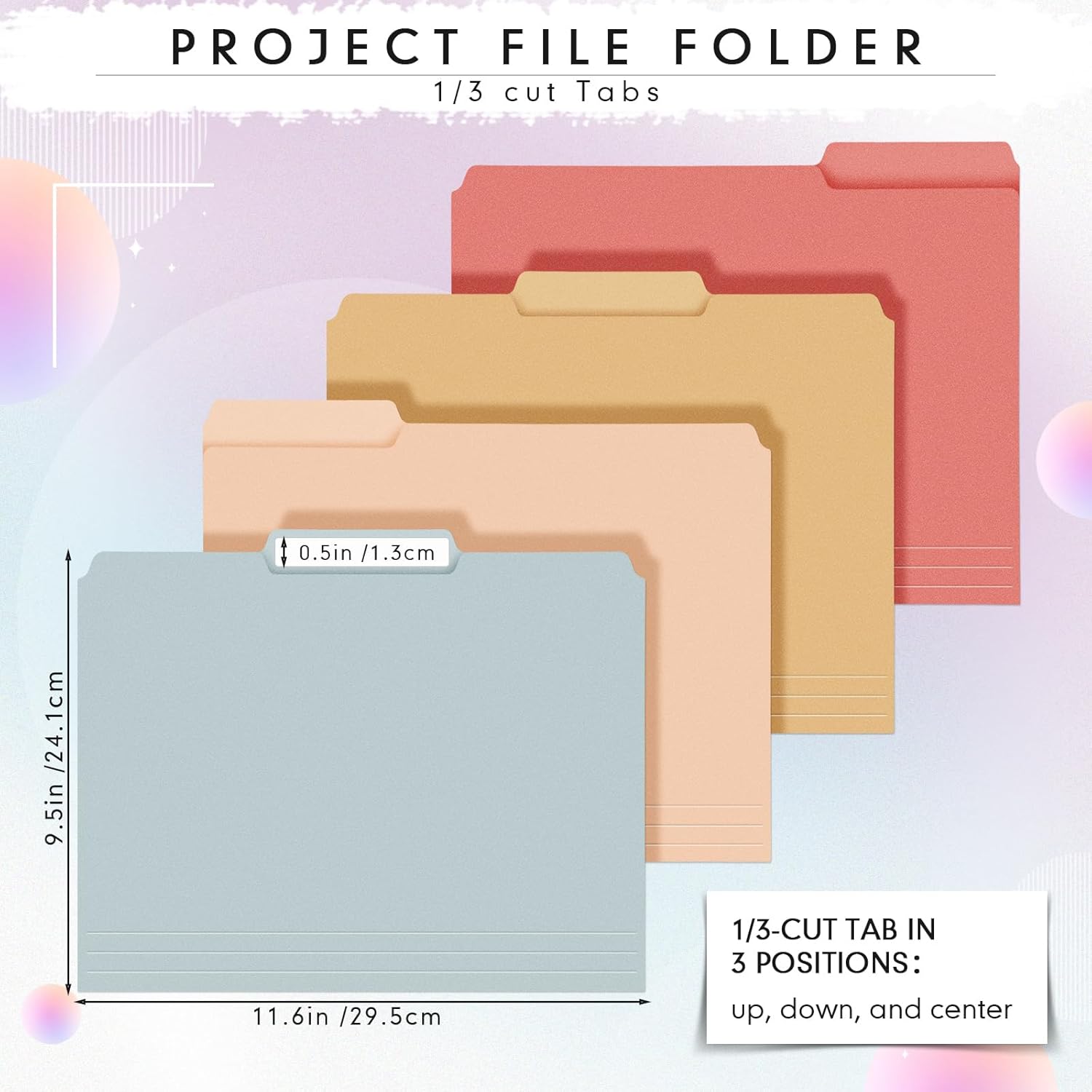 48 Pcs File Folders 9.5x11.6 Inch Manilla Folders Letter Size with 1/3 Cut Tabs 12 Colored Office Home School Organizers for Documents, Classroom Supplies and Paper Storage (Vintage Color)