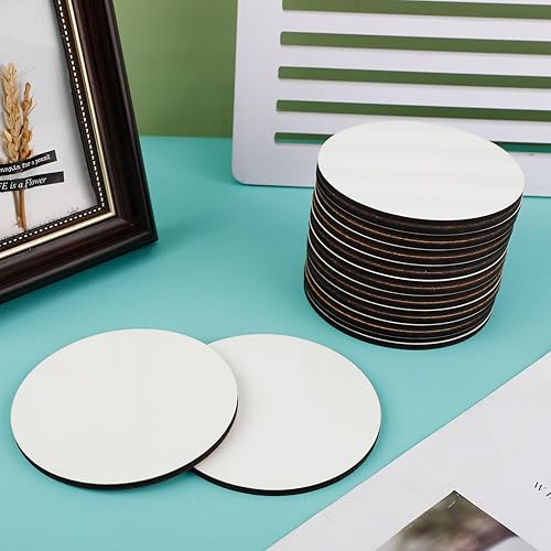 Miniatura 3 de 20 posavasos redondos de sublimación, 4 x 4 pulgadas, MDF en blanco, posavasos de madera MDF, posavasos de corcho de sublimación para manualidades,