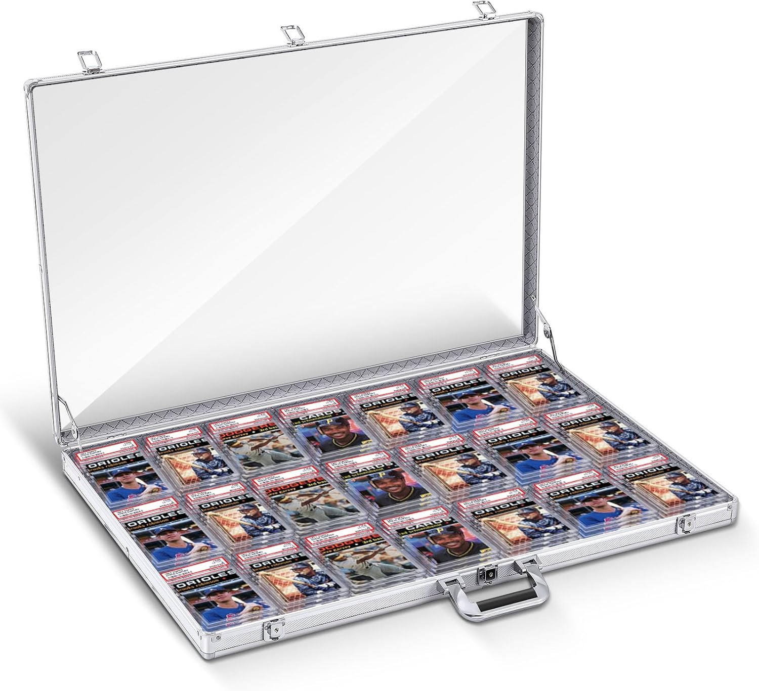 Trade Show Display Case Table Top Portable Aluminum Sports Card Display Case Frame with Clear Acrylic Showcase with Locks for Jewelry Craft Collector Shows