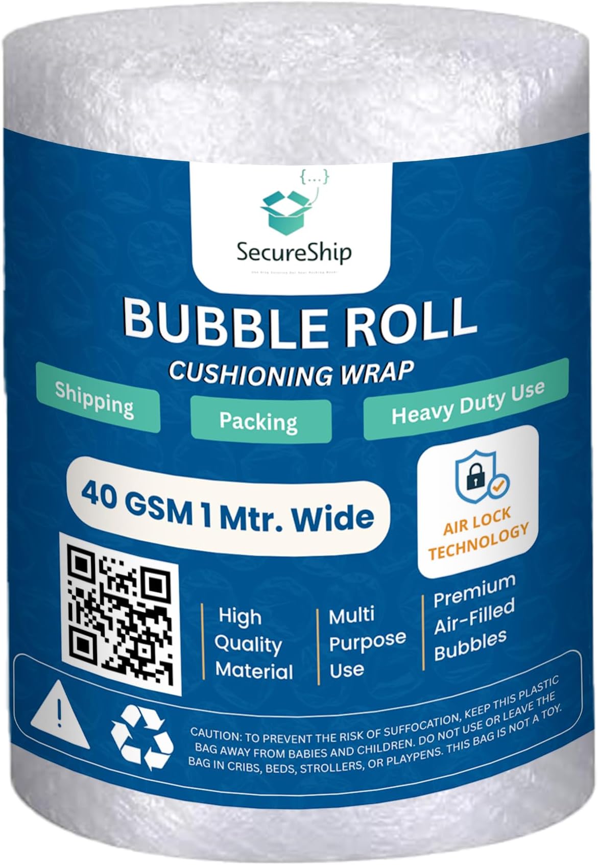 - Heavy-Duty 40 Gsm Thickness 1 Meter Wide Bubble Wrap Roll Perfect For Shipping, Moving, And Storage Needs, Cushioning Material (5 Meter)