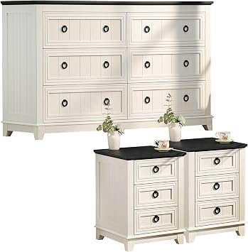 Joaxswe Farmhouse Dresser and Nightstand Set 3 for Bedroom