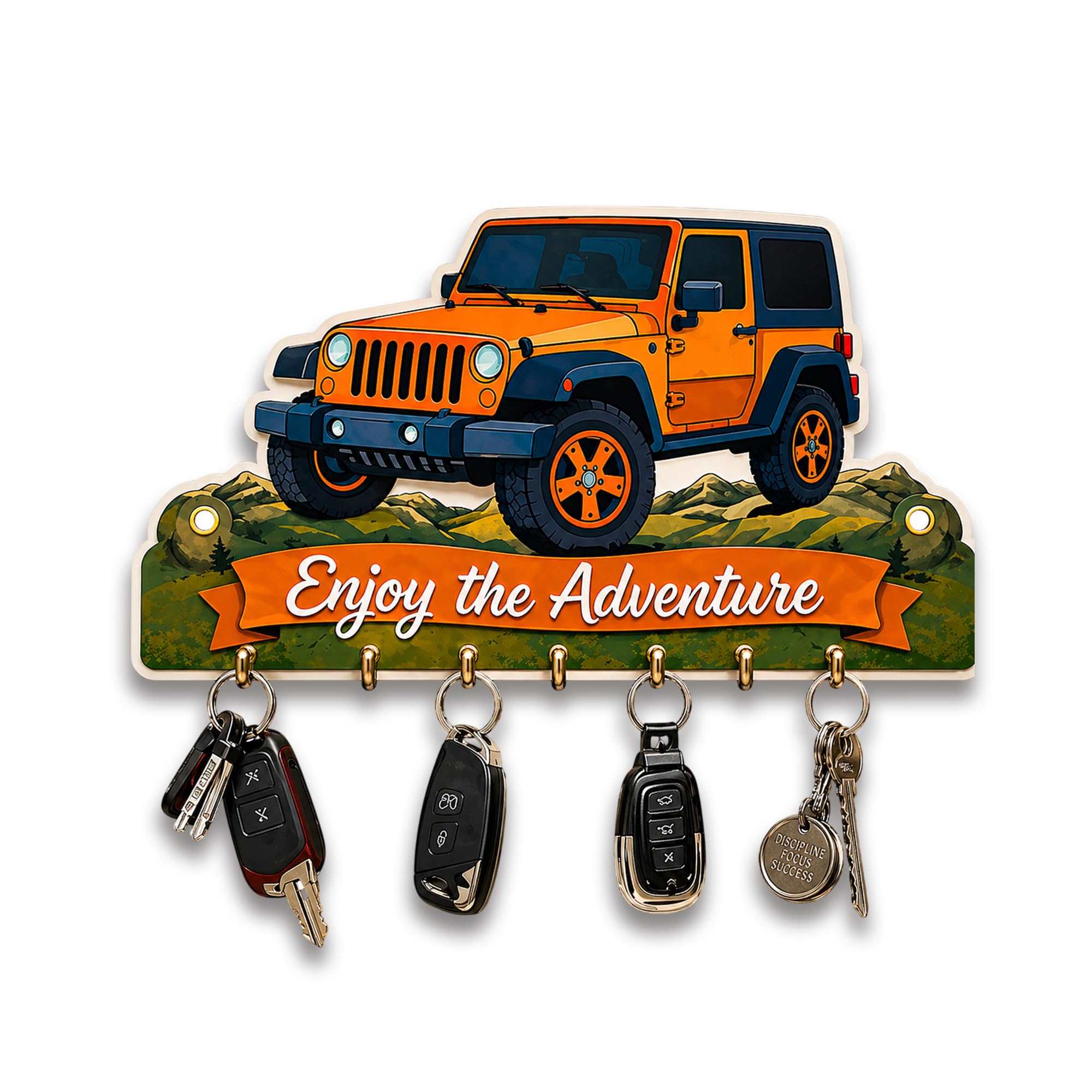 The Piku Cart The Midnight Maverick: Mahindra Thar - Stealth Black Wooden Key Station for Wall with Hooks | Premium MDF SUV-Themed Decorative Key Organizer | Wall Mounted Key Hanger