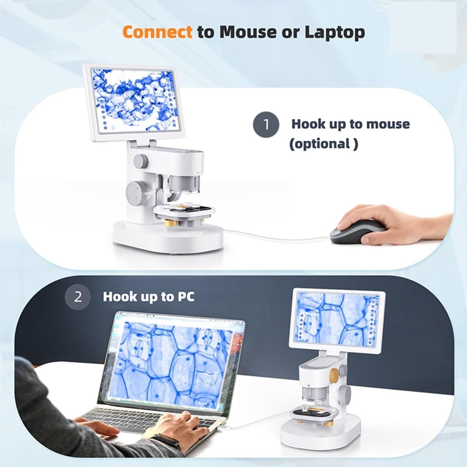 microscopio, Microscopio Biológico De 9 Pulgadas con Vídeo Estereoscópico Digital Aumento 1200X para Adultos