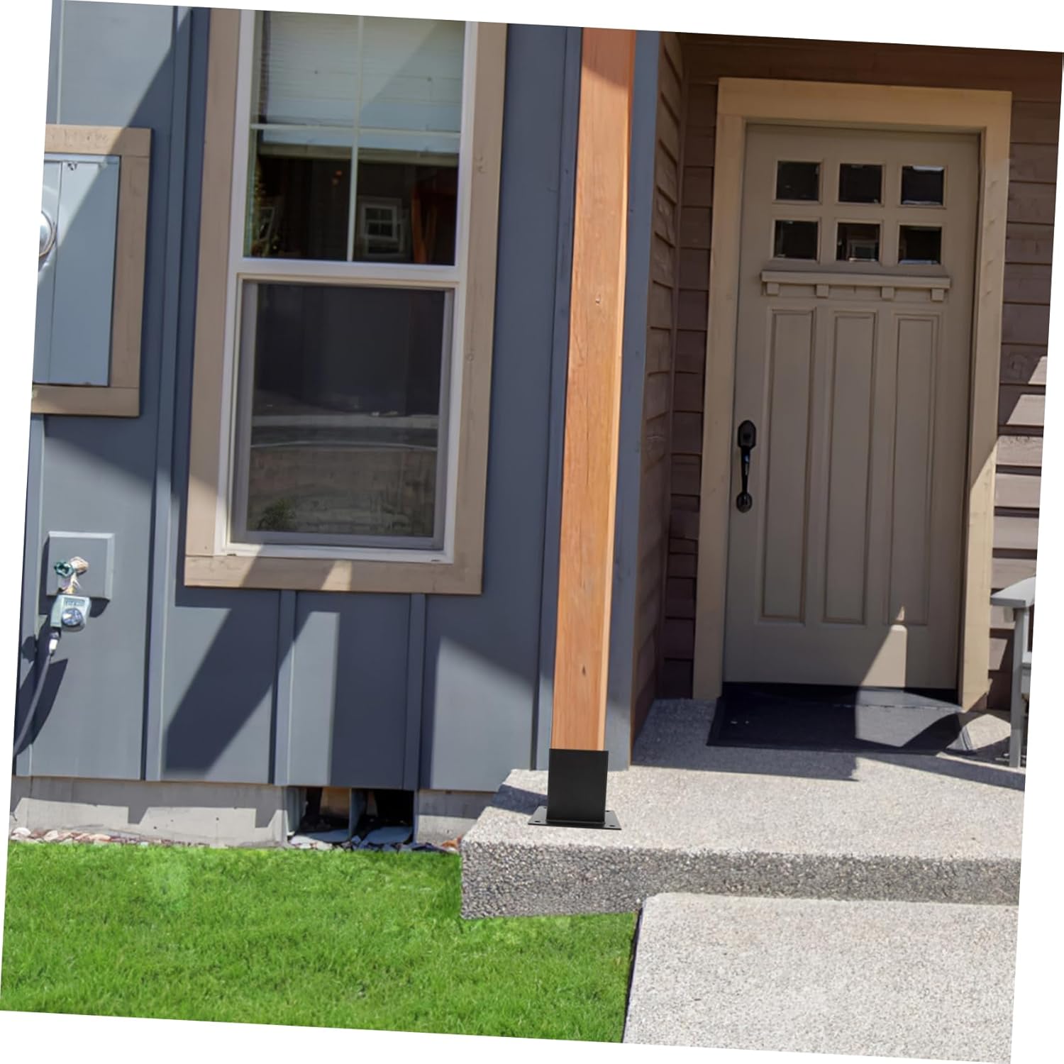 1set Heavy Duty Mailbox Post Base Protector Deck Railing Support Bracket for Fence Mailbox Post Base Sturdy Construction Easy to Install