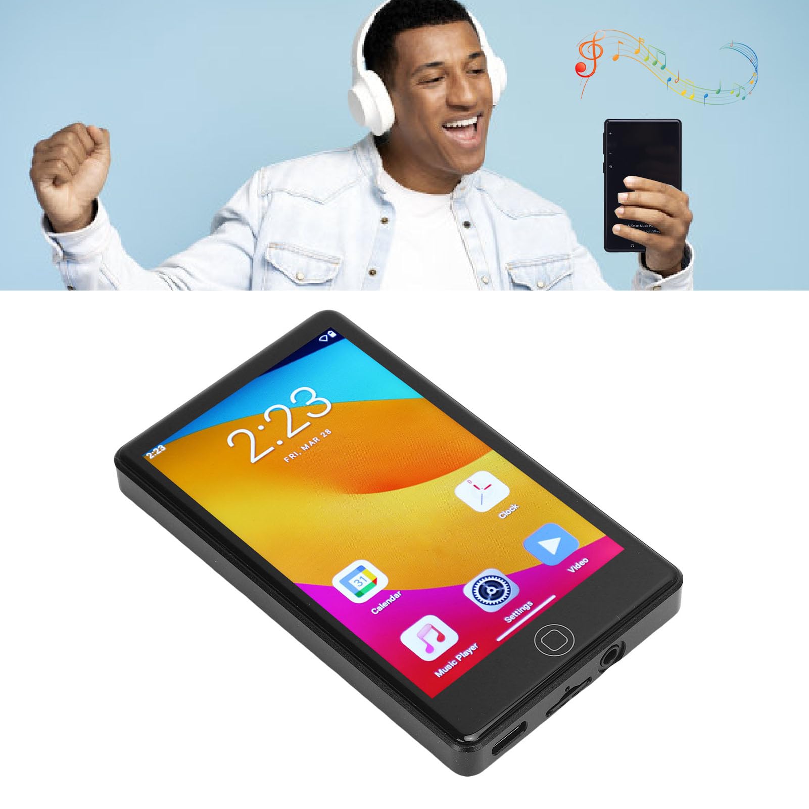 Lettore MP3 da 192GB con Bluetooth e WiFi, Lettore Musicale con Spotify,Deezer,TIKTOK, 4 "Touch Screen Lettore MP3 Android MP4 per Bambini, Altoparlante Integrato 2500mAh