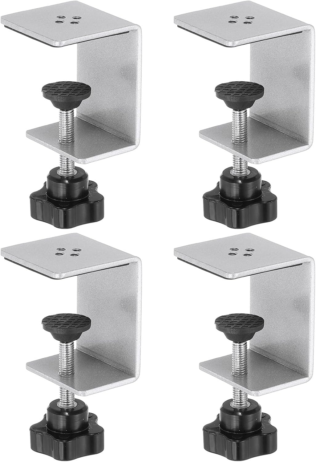 PATIKIL C Clamps, 4 Pcs Heavy Duty Metal Black Desk Clamp Adjustable Mounting Table Clamp with Protective Pad for Fixing Acrylic Glass Plastic Wood Sheets, White