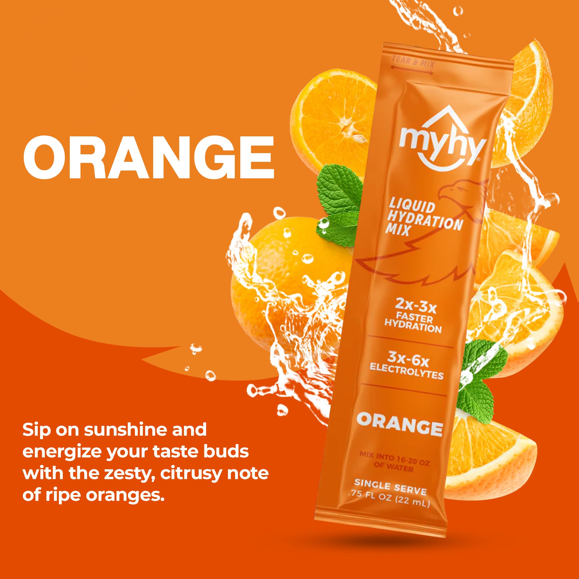MyHy - Liquid Hydration Packets – Electrolytes Drink Mix for Rapid Hydration, Liquid Hydration Solution - Ideal for Athletes, Fitness Enthusiasts, Sweat Loss, & Daily Wellness - Orange, 50 Count