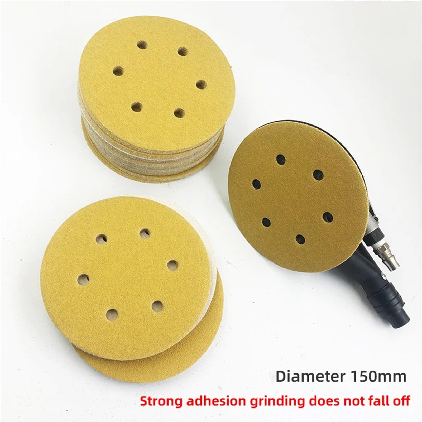 20 pezzi 6 "carta vetrata a secco a fori disco da 150 mm floccaggio autoadesivo Adatto per legno e pareti(120 grit,100pcs A box)