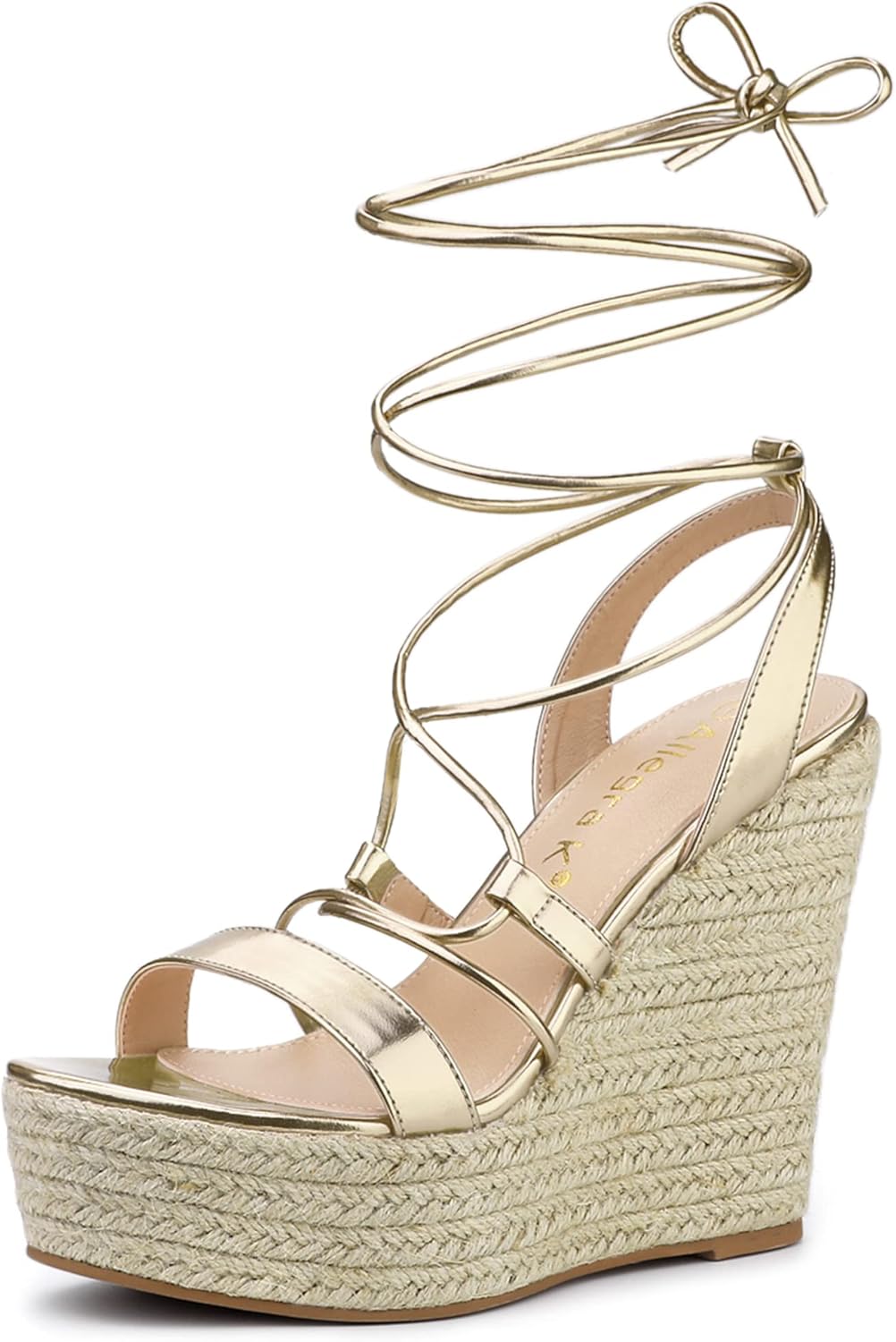Allegra K Women's Espadrilles Platform Wedges Heel Lace Up Sandals