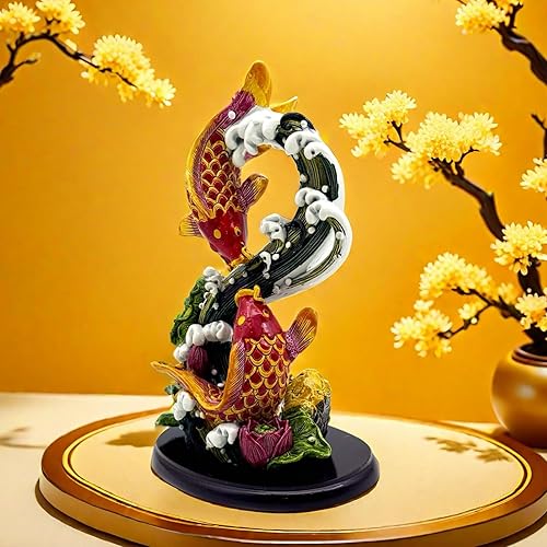 Miniatura 8 de Escultura china de la estatua de los peces de Feng Shui Frgurine Buen regalo de la suerte para el amante de FengShui Decoración decorativa