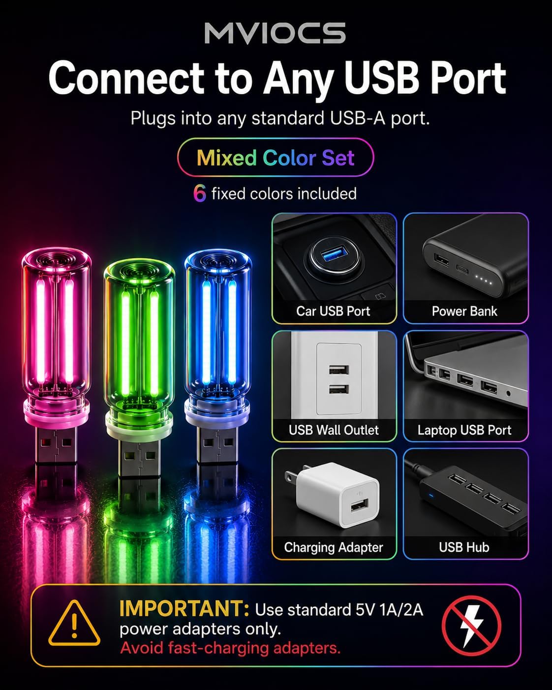 6 Pack USB Car Night Light, Touch Dimmable Mini Retro Glass Bottle LED Ambient Lights, Plug-in USB Interior Mood Lights for Car, Truck, Bedroom, Desk, Camping Decor (Multicolor)
