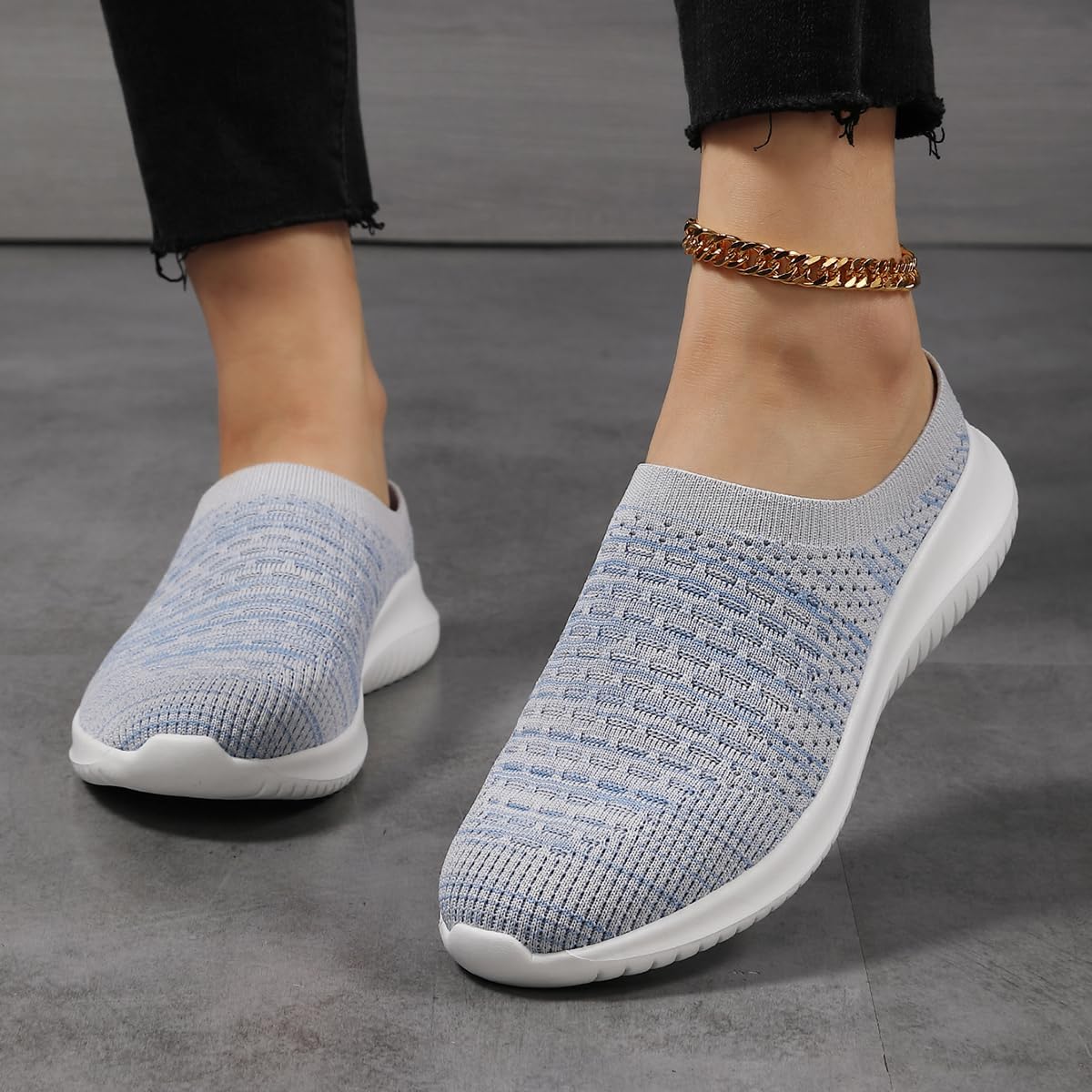 Slip on Sneakers for Women Go Walk Shoes Sock Athletic Sock Athletic Elastic Knit Flats Lightweight Breathable Comfortable Walking Shoes - Image 8