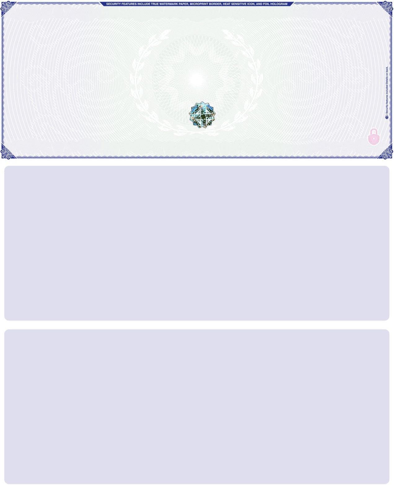 500 Sheets/Top Style Blank Hologram Computer Checks (Blue Green)