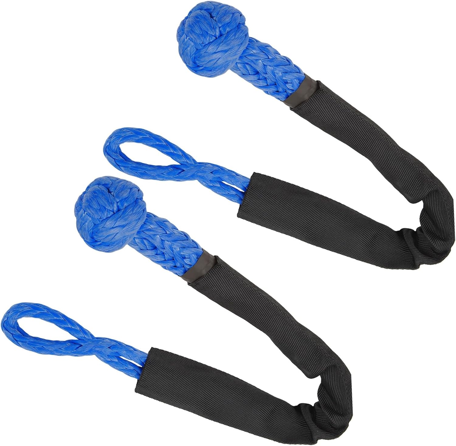 2Pcs Towing Soft Shackle 38000Lbs Breaking Force Tear Portable Towing Rope for Truck Large SUVs Offroad Vehicles (Blue)