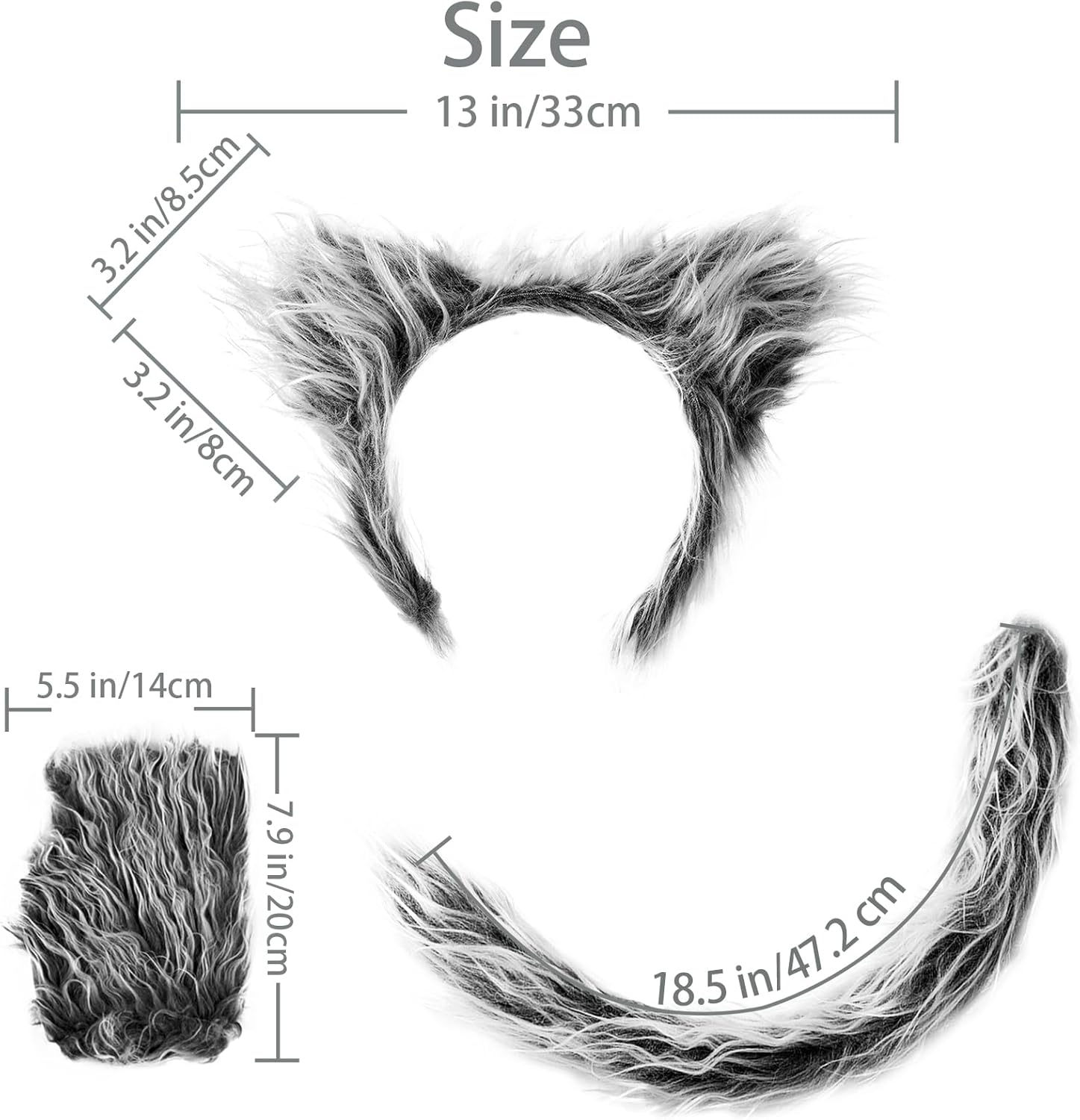 Beviliu Wolf Ears Grey, Wolf Headband Halloween, Wolf Fox Ears Headband Adult - Image 7