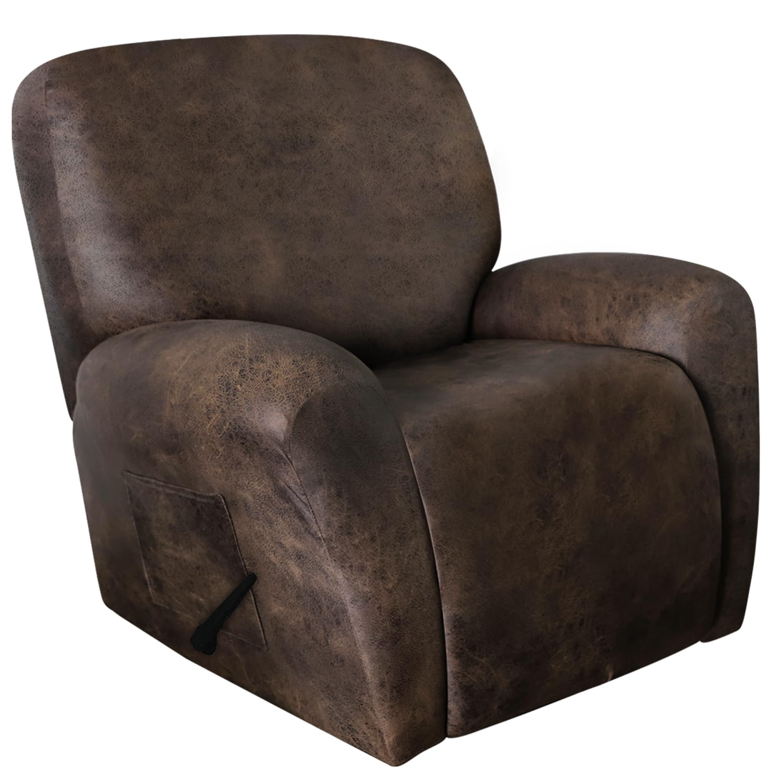ANARACHON Recliner Chair Covers Leather Like, 4 Pieces Recliner Cover for Recliner Chair, Soft Sofa Slipcover Furniture Protector Washable Sofa Cover for Pets Kids (X-Large, Dark Brown)