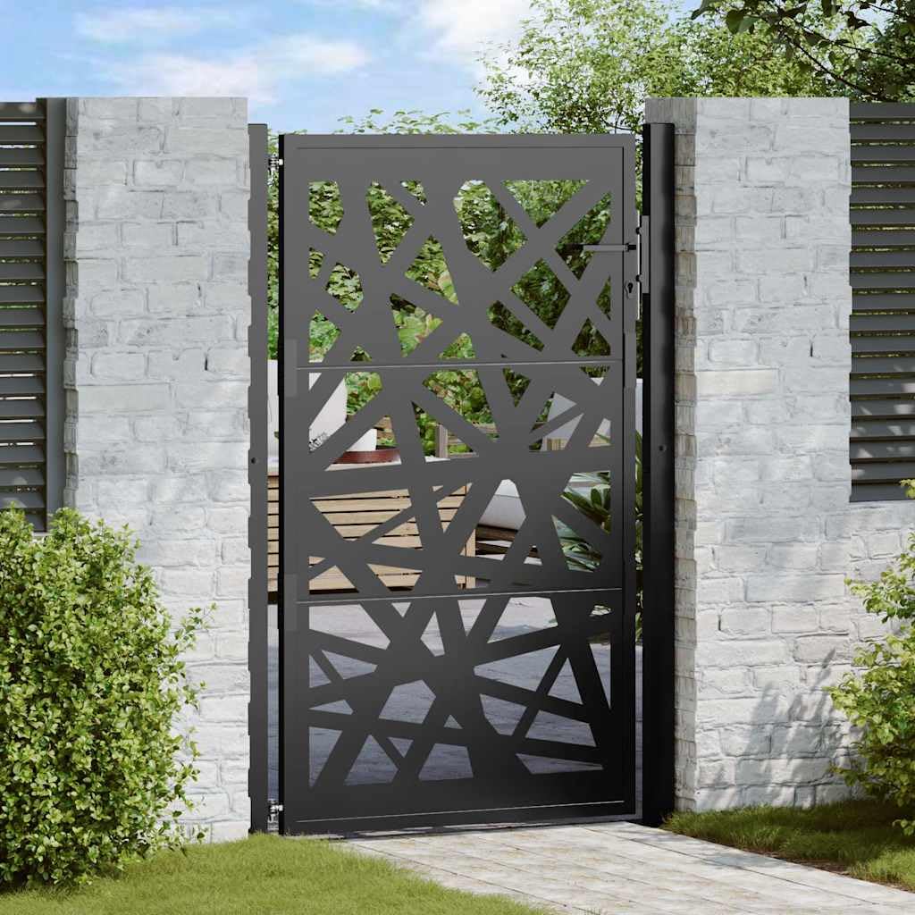 Generico Cancello da Giardino Nero 105x155 cm in Acciaio Design Leggero,Nero,21.7kg,4100951