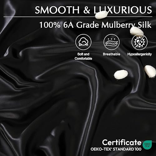 Miniatura 3 de ZIMASILK Sábana bajera ajustable 100% seda de morera 19 Momme, sin costuras, con bolsillo profundo, suave, sedosa e hipoalergénica para un sueño de