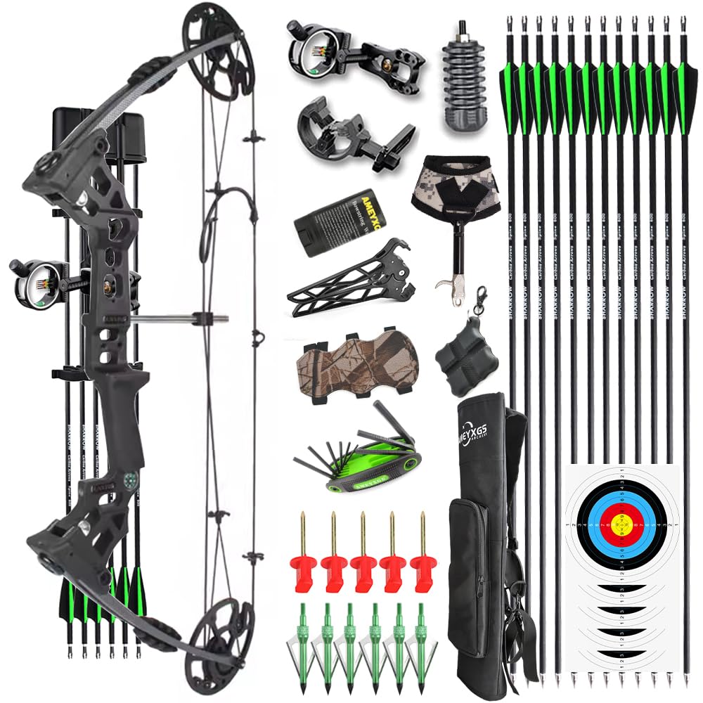 Hellbow Compoundbogen Thorns – Einstellbar 19–31 Zoll & 30–70 Lbs, Forest Camo, Rechtshänder, Mit Zubehör