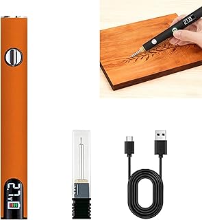 Rechargeable Thread Burning Kit, Digital Cable Tie Burning Pen, Suitable for Knitting, Leather Crafts, Sewing, Weaving, Wax Carving, Wood Carving, Etc (Orange)