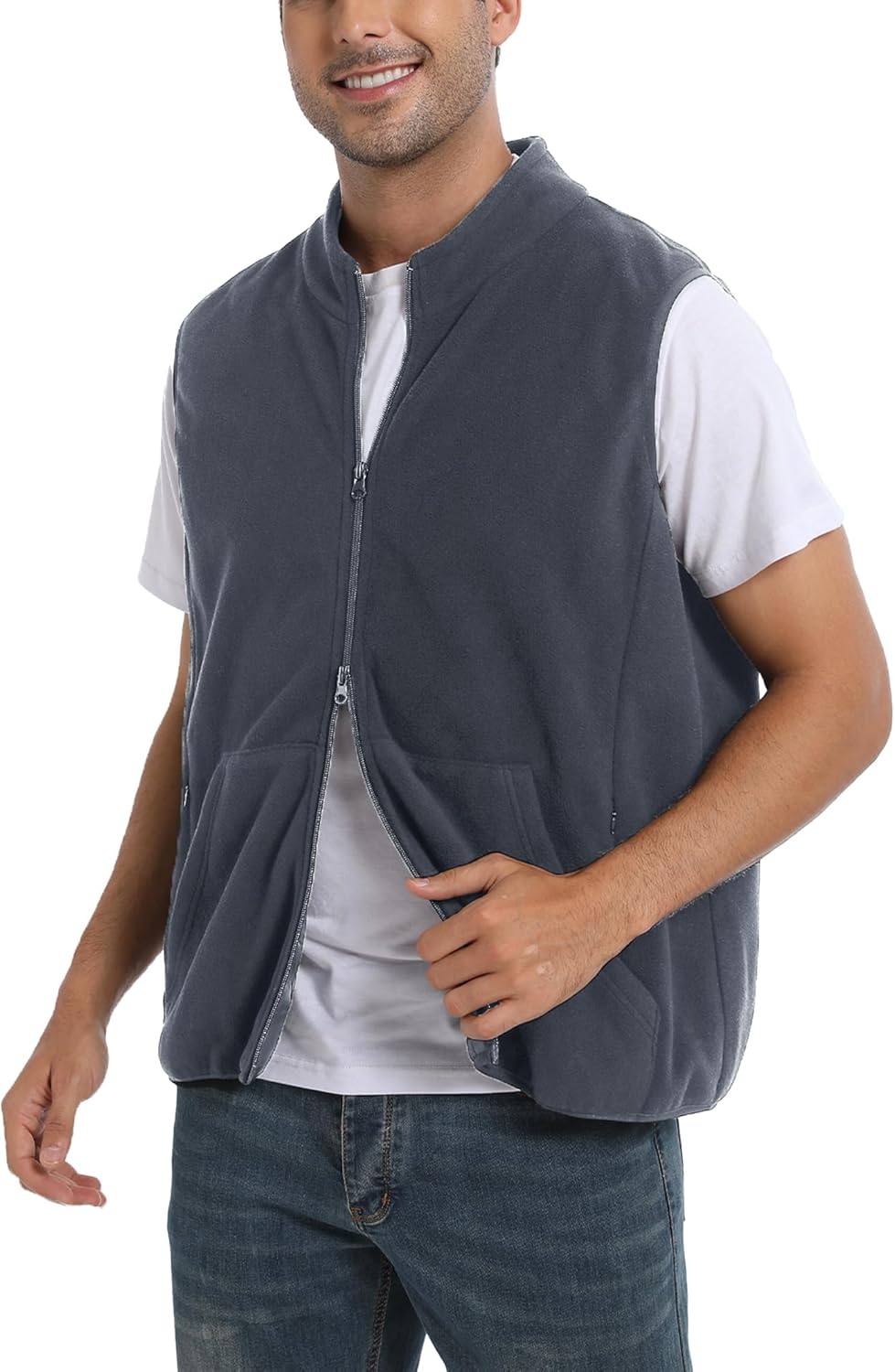 Argstar Polar Fleece Vest Men, Warm & Lightweight Casual Outdoor Full-Zip Vest with Pockets (S-2XL)