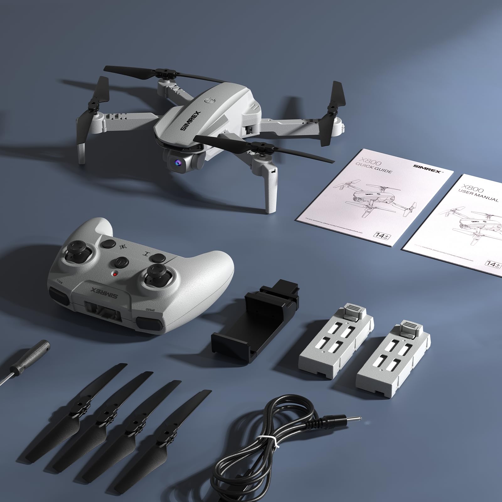 SIMREX Drohne mit Kamera für Kinder, Anfänger & Erwachsene – Faltbarer RC-Quadrocopter mit Höhenhaltung, Mini-Indoor-Drohne mit Ein‑Tasten‑Start, Geschenk für Jungen, Mädchen & Teenager