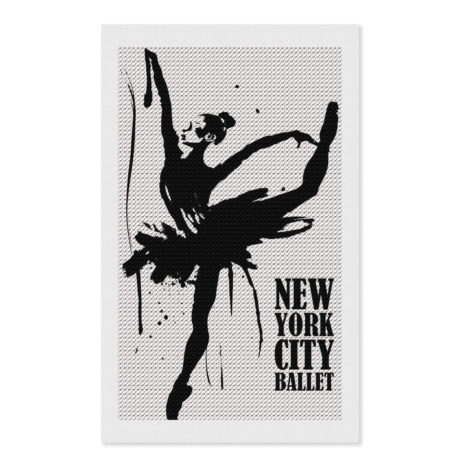 Junmoney New York City Ballet Round Drill Diamond Painting 12"x20", for Women, Relaxing DIY Hobby, Bedroom Decor, Christmas Gift, Adhesive Canvas