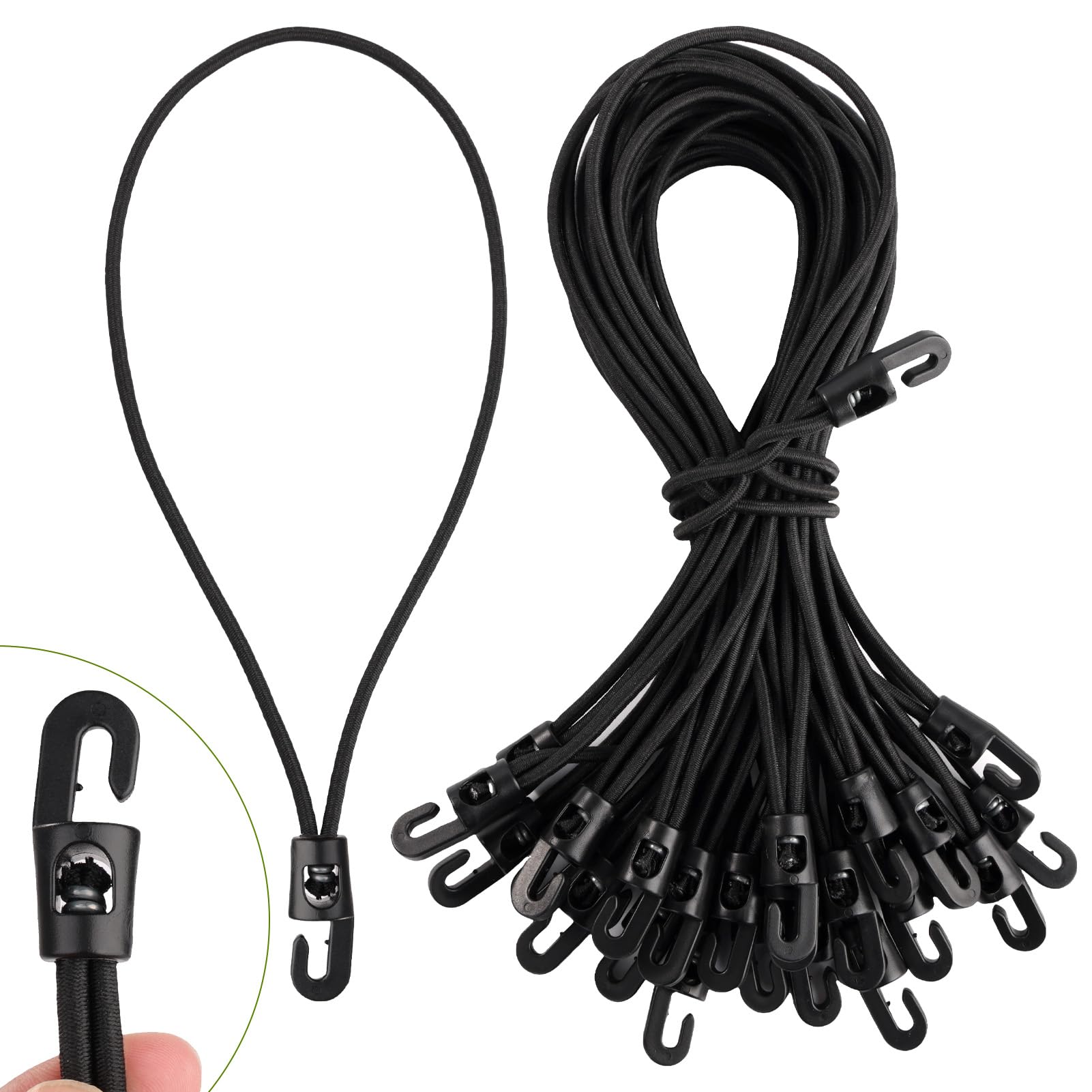 Set 20 Corde Elastiche Con Sfera 30 Cm Per Teloni E Tende, Fissaggio Rapido E Resistente Per Campeggio E Uso Quotidiano - 3
