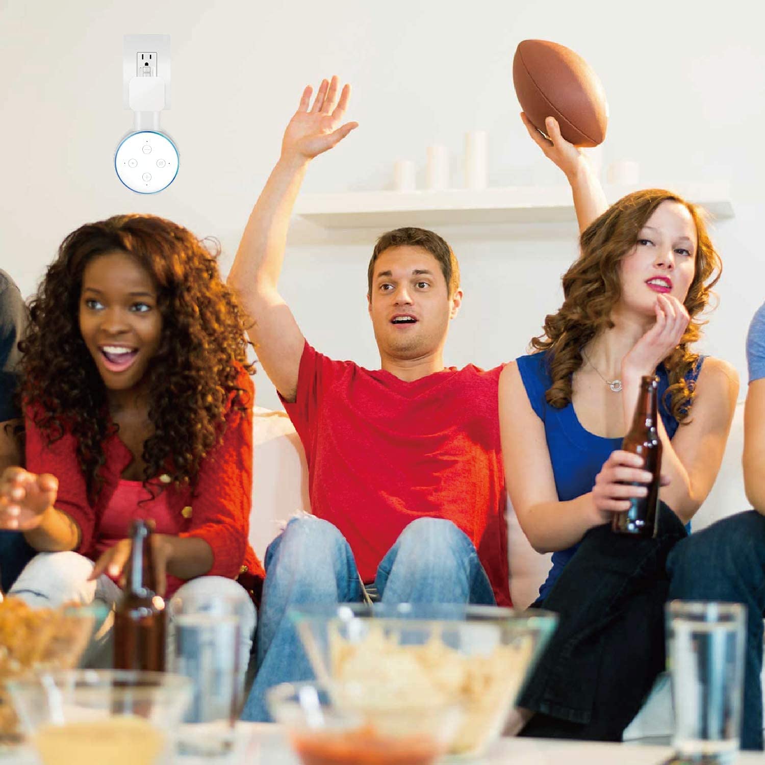 Sintron Supporto da Parete per Dot (3ª generazione), Supporto per Altoparlante Intelligente, Staffa Salvaspazio per Presa, Nessuna Vite, Gestione Cavi Integrata, Compatibile con Google Home (Bianco)