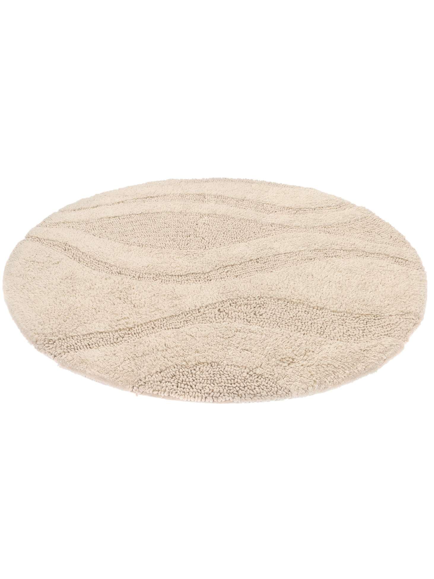 RugVista Breeze Tappetino da bagno, Rotonda, Ø 90 cm, Bianco crema Beige | Moderni, Pelo medio, Lavabile in lavatrice, Oeko-Tex 100, Antiscivolo, Bagno