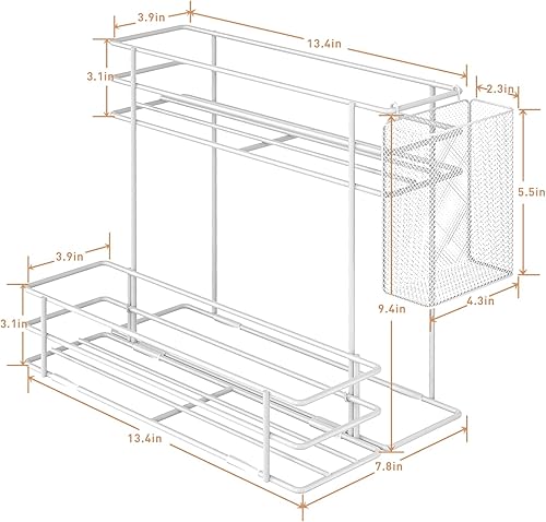 Miniatura 6 de OVICAR Organizador de jarabe de café, soporte para 8 botellas de jarabe para cafetería, bar, estación de café, accesorios con cesta de cápsula de