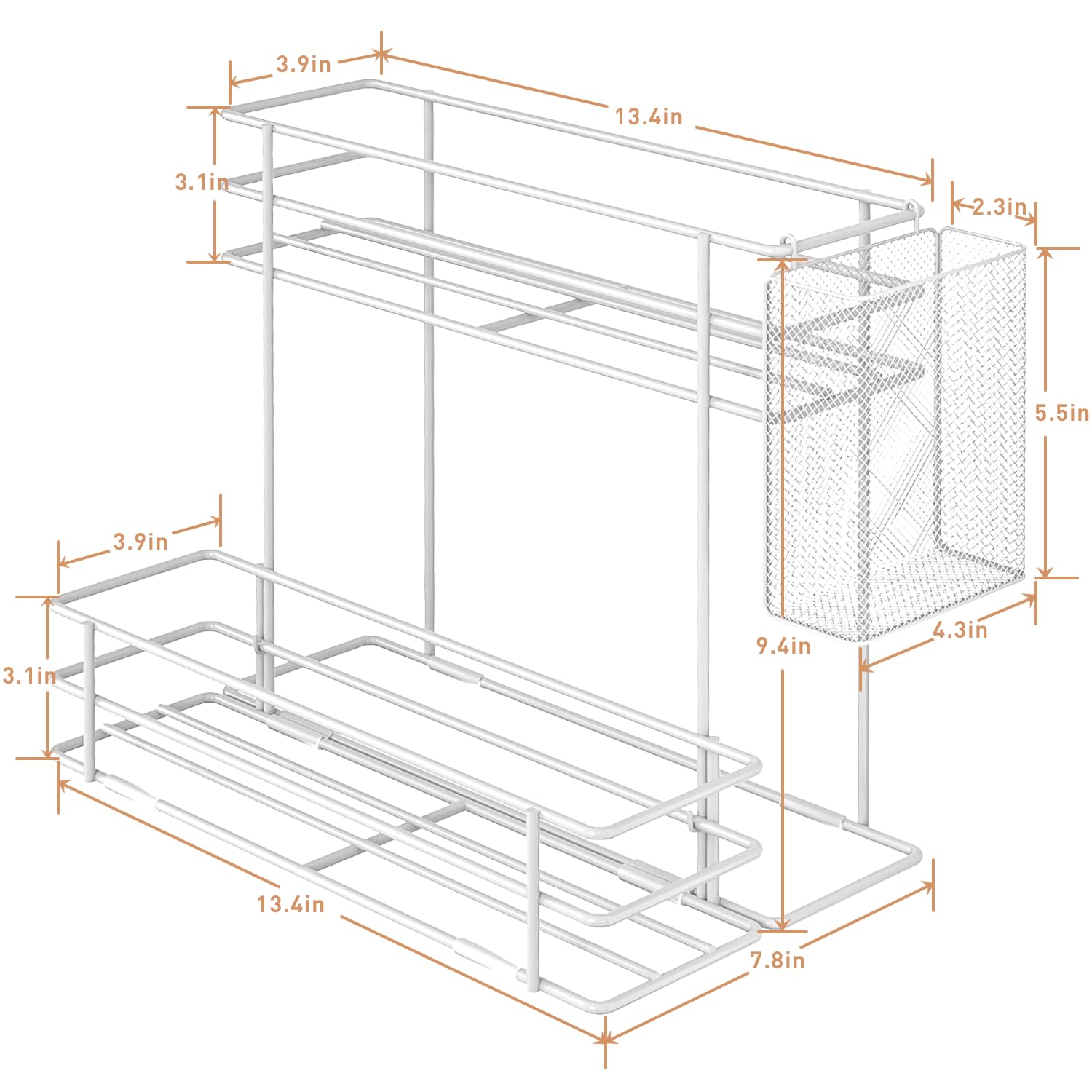 OVICAR Support de rangement pour sirop de café – 8 supports pour bouteilles de café et accessoires de station, 2 niveaux de rangement pour sirop, vin et vinaigrette – Blanc