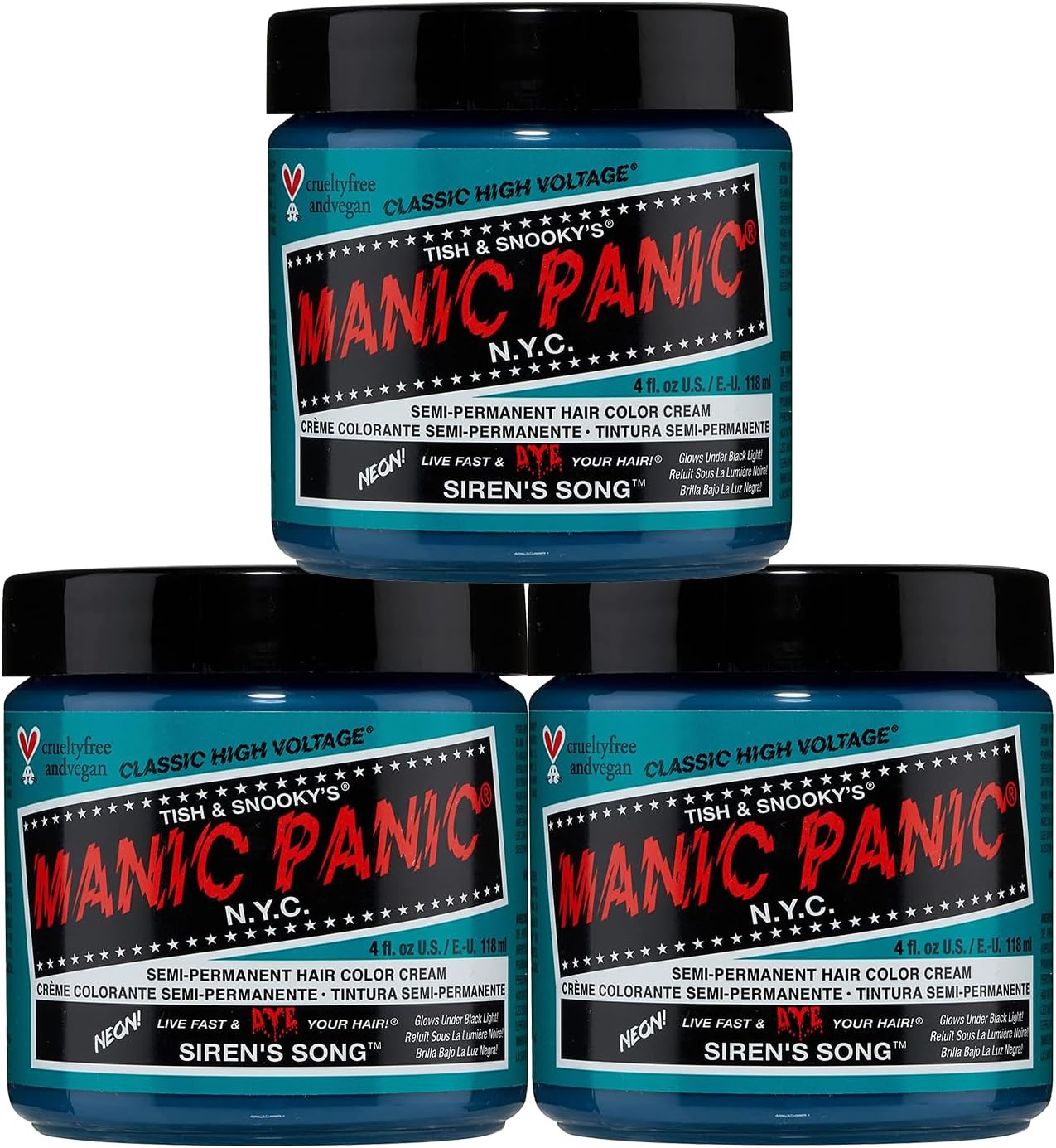 Manic Panic Siren's Song Blue-Green Hair Dye - 3pk