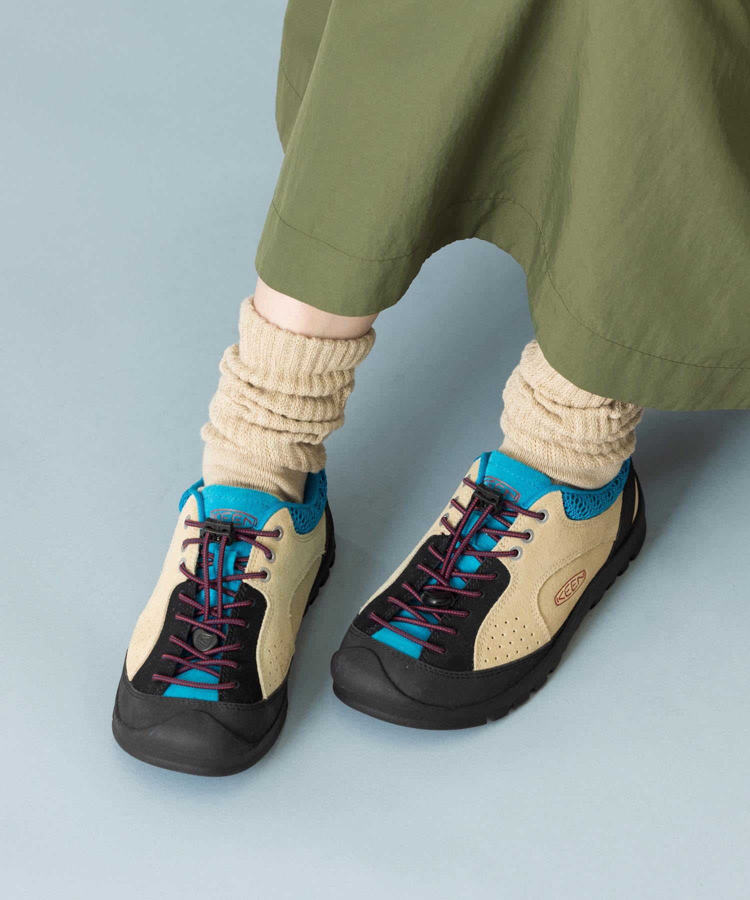 KEEN Women's Jasper Rocks Special Climbing Approach Style Sneakers, Safari/Fjord Blue, 7