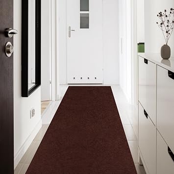 Runner Rug 4' x 14' Outdoor/Indoor, Rug with Natural Rubber Backing Non Slip for Hallway, Kitchen, Patio, Laundry, RV, Entryway, Garage, Bathroom, Area Rug Carpet, Brown, Custom Size