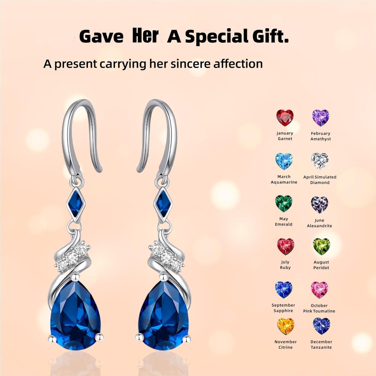 Sterling Silver Earring For Woman -Teardrop Birthstone Earring Jewelry Birthday Gifts for Women,Girlfriend,Wife,Mom - Graduation, Friendship,Birthday, Anniversary - Image 2