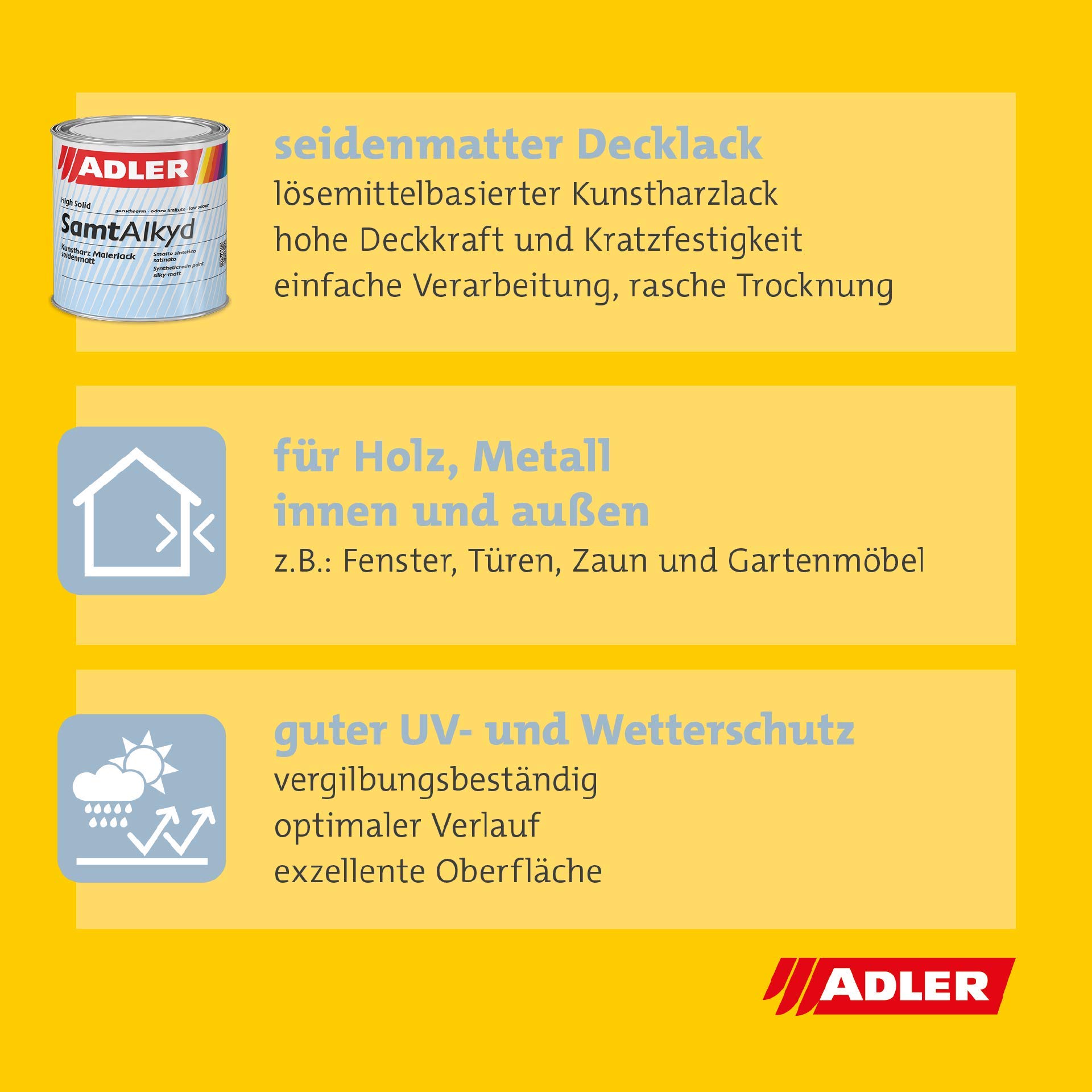 ADLER Samtalkyd Mattlack - Weiß 2,5 L - Premium Kunstharzlack matt, Decklack für innen und außen mit guter Wetter- und Vergilbungsbeständigkeit, Bootslack Qualität