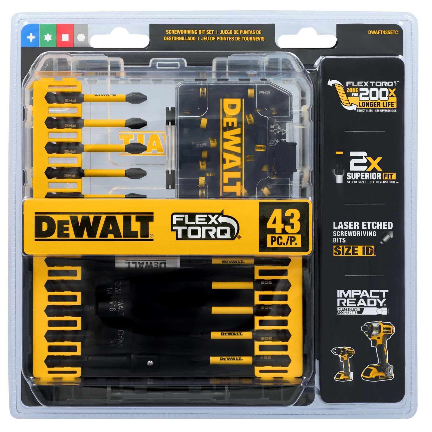 DEWALT 43-Piece Flextorq Drive Bit Set, Magnetic Fastener Bits