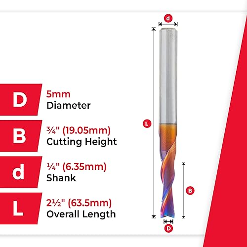 Miniatura 18 de Amana Tool Spektra Extreme Tool Life - Broca de carburo sólido para enrutador de inmersión en espiral, 46416-K, 1/4 de diámetro x 1-1/8 CH x vástago