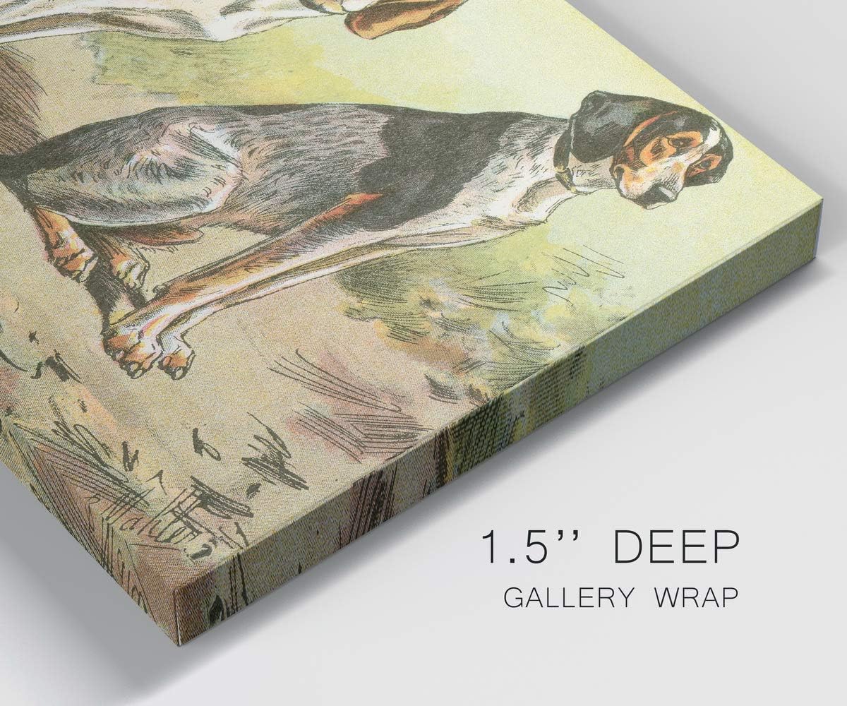 Renditions Gallery Coonhound Wall Art, Treeing Walker & Bluetick, Cute Dog Decor, Colorful Pet Artwork, Premium Gallery Wrapped Canvas Decor, Ready to Hang, 12 in H x 18 in W, Made in America