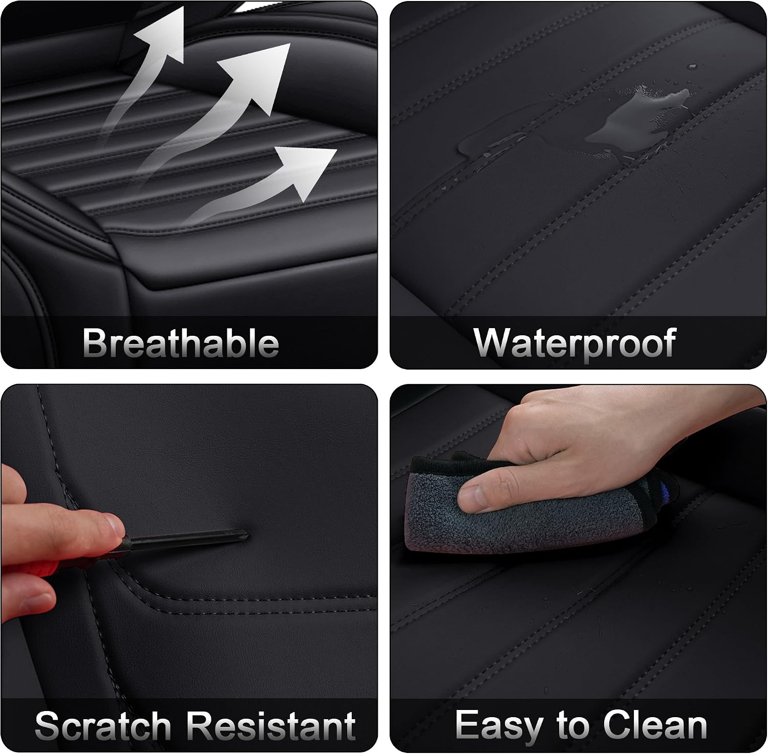Leather Seat Covers Fit for Toyota Venza 2009-2026 Breathable Waterproof Stylish Car Seat Cover Automotive Interior Accessories(Full Set Black)