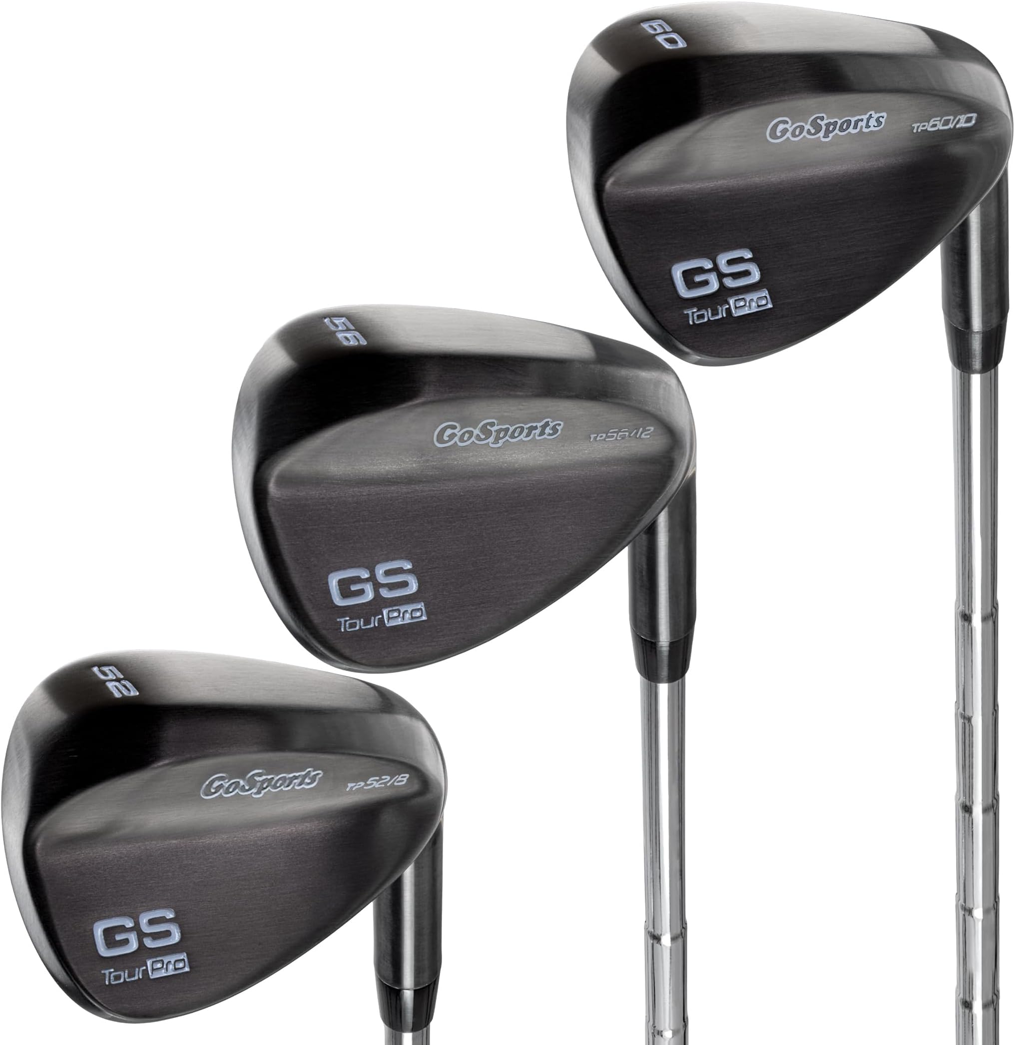 GoSports Tour Pro Golf Wedge Set – Mens Right Handed 52 Gap Wedge, 56 Sand Wedge and 60 Lob Wedge in Satin or Black Finish