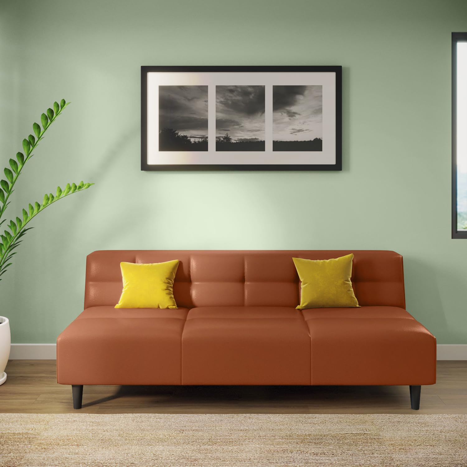 GODREJ INTERIO Sofa Suez 3 Seater Synthethic Leather Sofa for Living Room, 3 Year Warranty, Solid Wood, Tobac-image-31