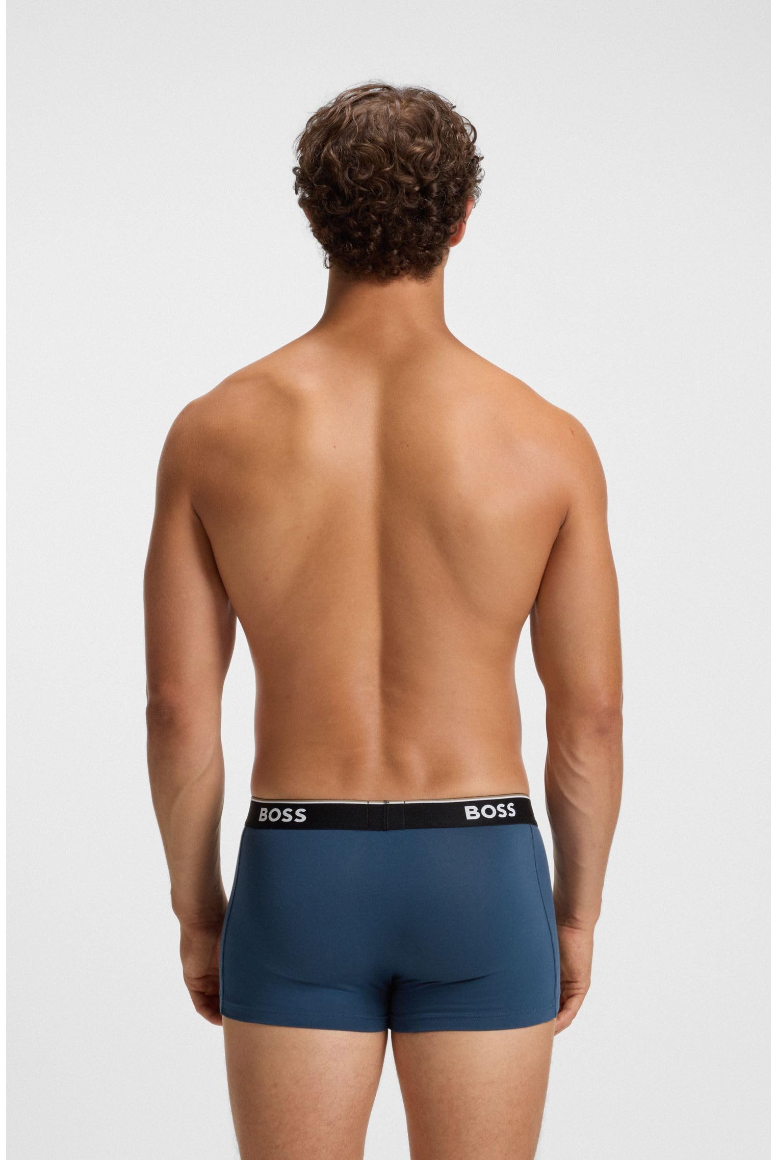 BOSS Dreierpack Eng Anliegende Boxershorts Aus Stretch-Baumwolle Mit Kurzem Bein Und Logos Am Bund