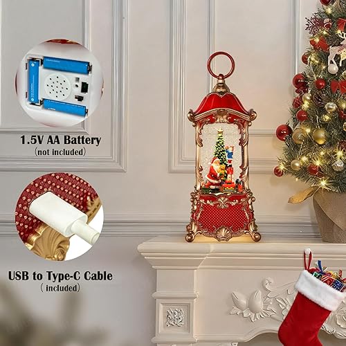 Miniatura 33 de Globo de nieve de Navidad, bailarina, cascanueces, linterna de globo de nieve con música brillante árbol de Navidad iluminado y mesa de regalo